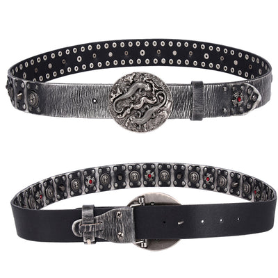 Personality Punk Rivet Men's Leather Belt Performance