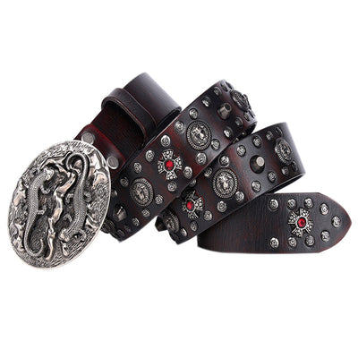 Personality Punk Rivet Men's Leather Belt Performance