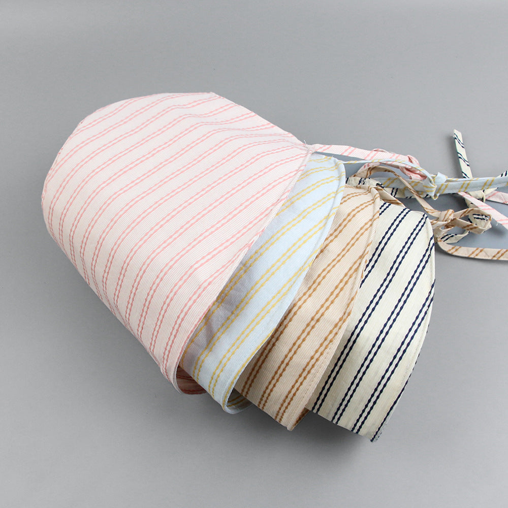 French New Striped Big Brim Fisherman Hat Women