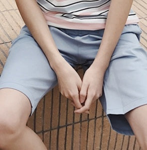 Couple wear summer beachwear striped suit