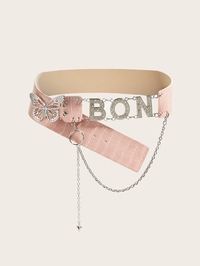 American Retro Decoration Butterfly Drill Buckle Personality Belt