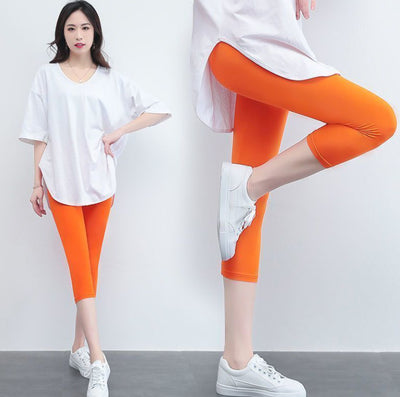 Summer Wear Solid Color Cropped Pants
