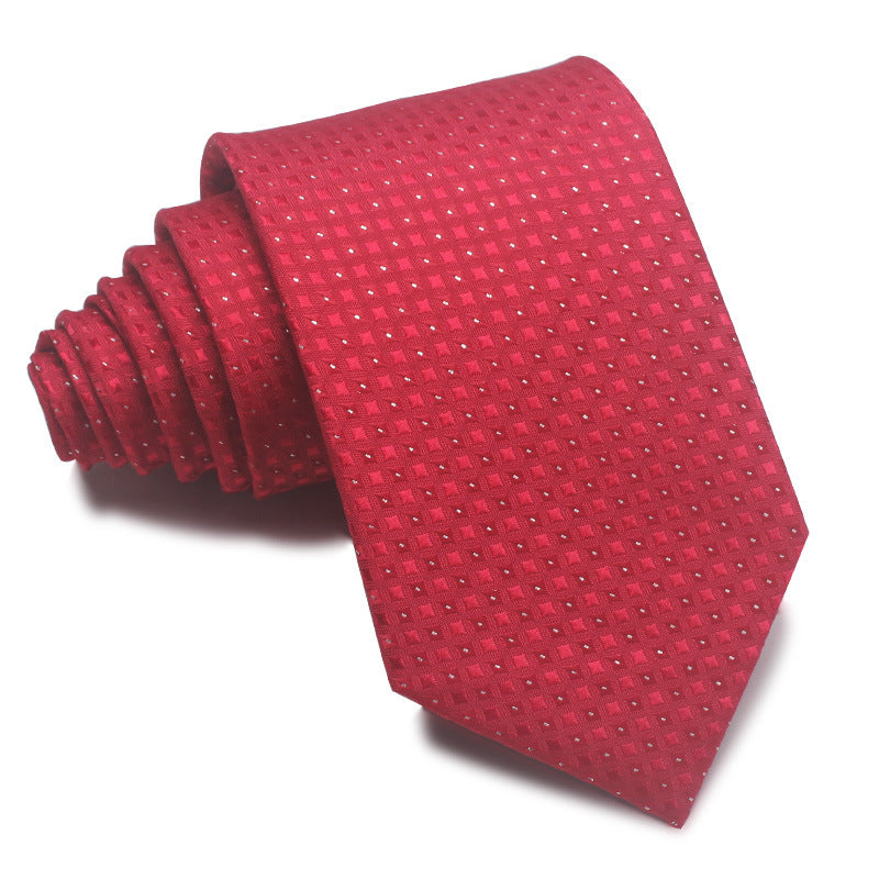 8CM Polyester Jacquard Striped Tie Men's Business Formal Red Black Blue