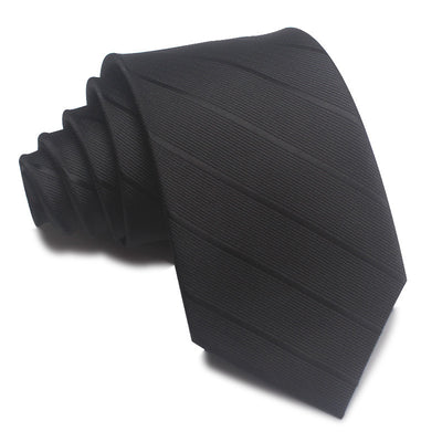 8CM Polyester Jacquard Striped Tie Men's Business Formal Red Black Blue