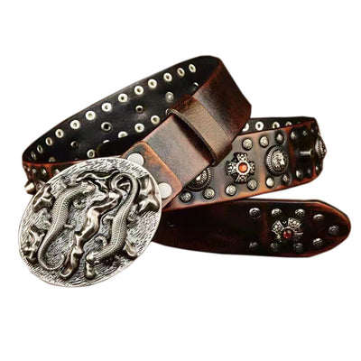 Personality Punk Rivet Men's Leather Belt Performance