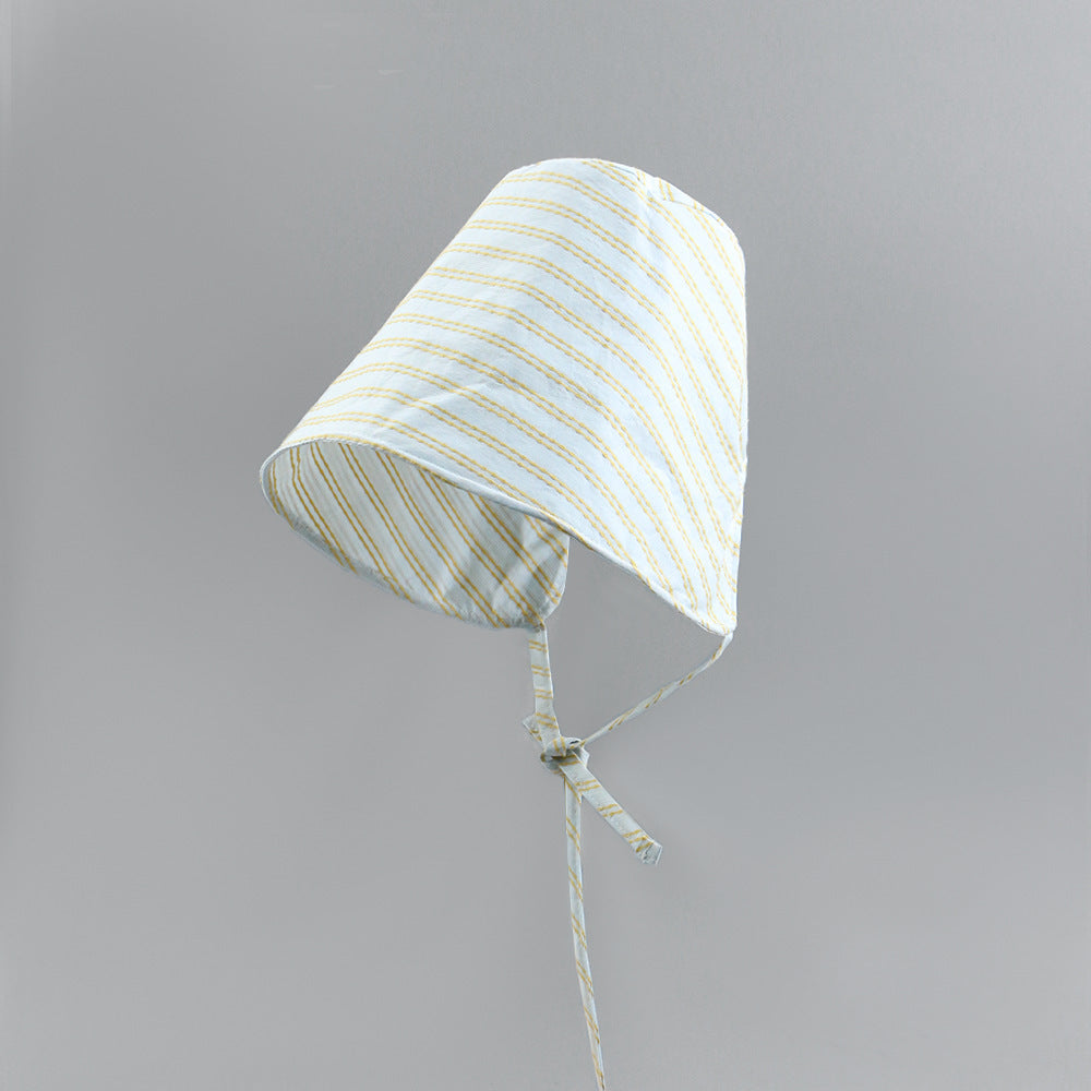 French New Striped Big Brim Fisherman Hat Women