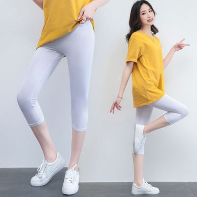 Summer Wear Solid Color Cropped Pants